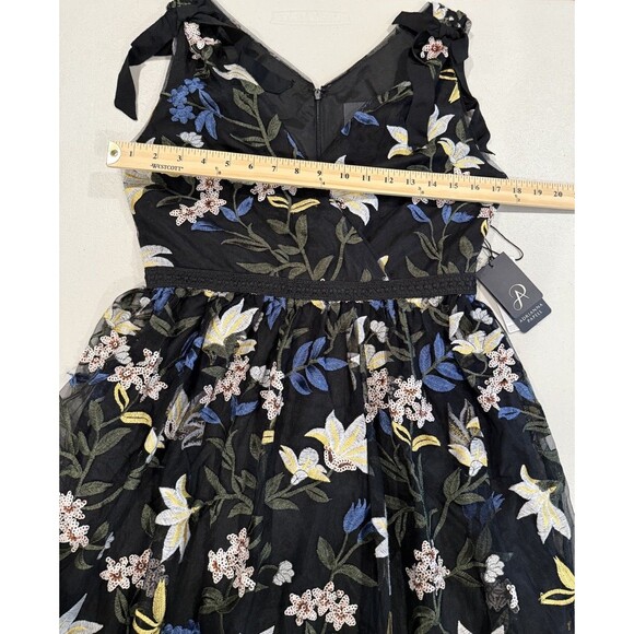 NEW Adrianna Papell Dress Womens 6 Embroidered Floral Sequin Bow Wedding A Line - Picture 5 of 5